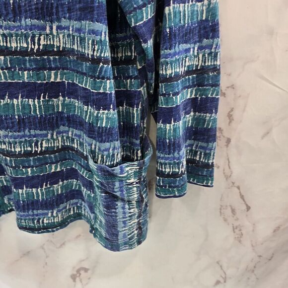 Habitat Shirt Womens Large Blue T Tee V Neck Pockets Artsy Art Mosaic Abstract - Picture 4 of 11